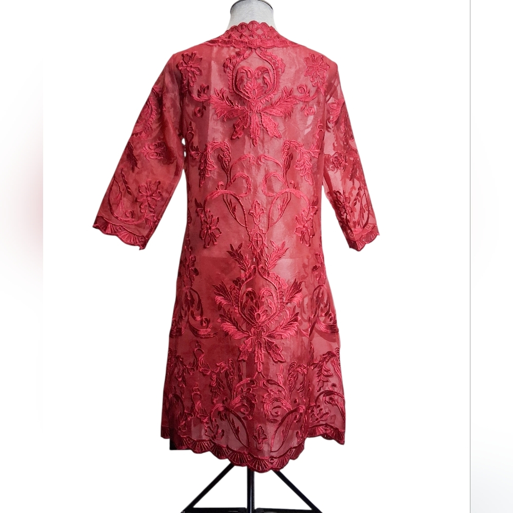 Luxurious Scarlet Embroidered Robe - Picture 2 of 5